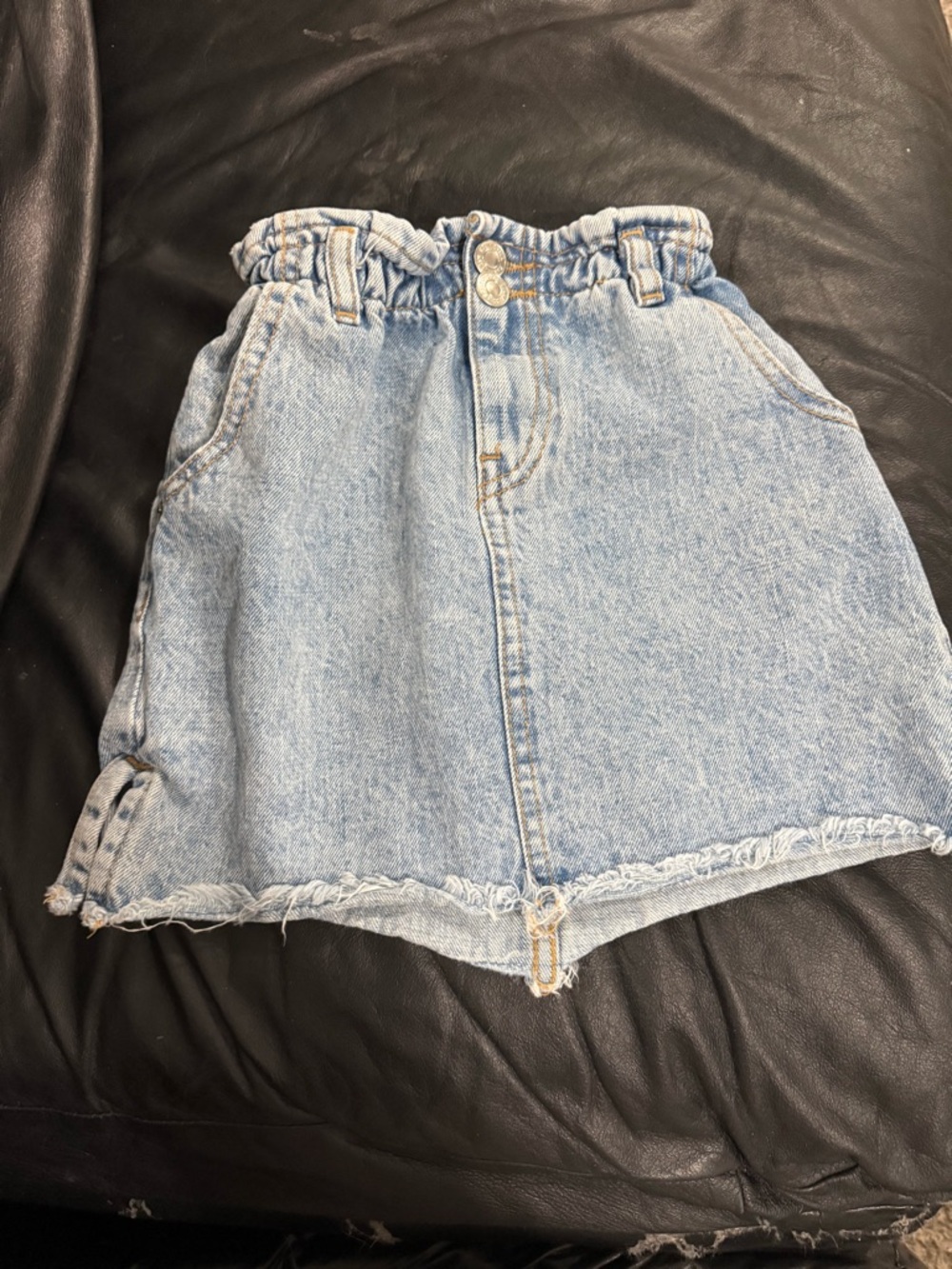 Zara Light Blue Denim Skirt with Elastic Waist